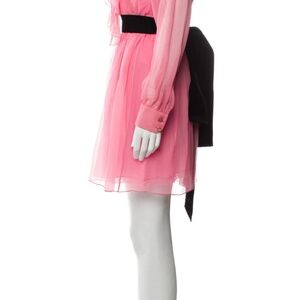 Gucci Pink Silk Chiffon Ruffle Mini Dress Sz 38
